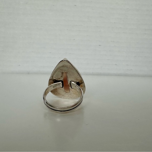 Striped Pink Agate & Sterling Silver 925 Ring, Size 9 - Picture 7 of 10